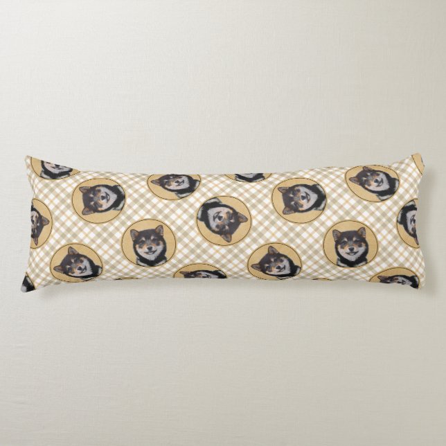 Shiba Inu Malerei Schwarz und Tan Original Dog Art Seitenschläferkissen (Vorderseite)