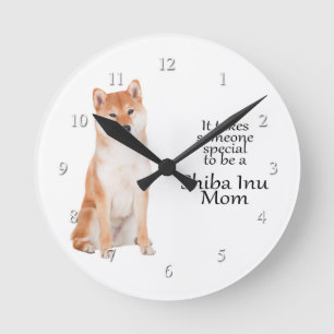 Shiba Inu Mama Clock Runde Wanduhr