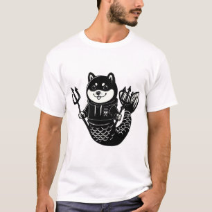 Shiba Inu Meerjungfrau mit Dreizack T-Shirt