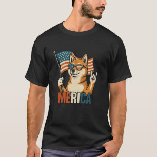 Shiba Inu Merica American Flag 4. Juli Dog Lov T-Shirt