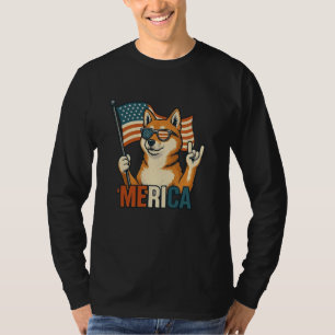 Shiba Inu Merica American Flag 4. Juli Dog Lov T-Shirt