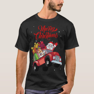 Shiba Inu mit dem Weihnachtsmann im roten Lkw-Hund T-Shirt