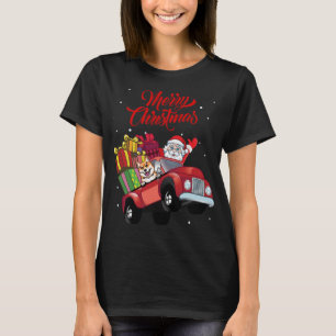 Shiba Inu mit dem Weihnachtsmann im roten Lkw-Hund T-Shirt