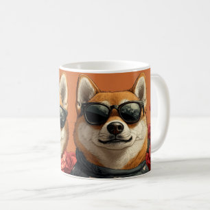 Shiba Inu mit Herz-Rose Valentinstag Kaffeetasse