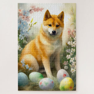 Shiba Inu mit Ostereiern Urlaub Puzzle