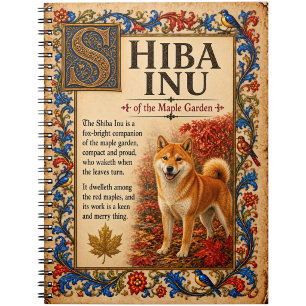 Shiba Inu, mittelalterliche Bestiarien-Kunst Notizblock