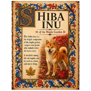 Shiba Inu, mittelalterliche Bestiarien-Kunst Postkarte