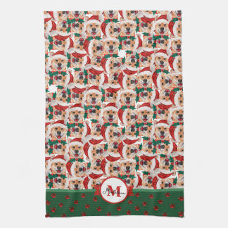Shiba Inu Muster Monogram Christmas Dog Geschirrtuch