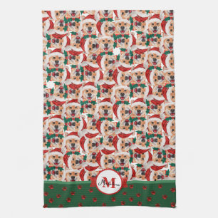 Shiba Inu Muster Monogramm Weihnachten Hund Geschirrtuch