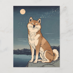 Shiba Inu Nachthimmel Postkarte