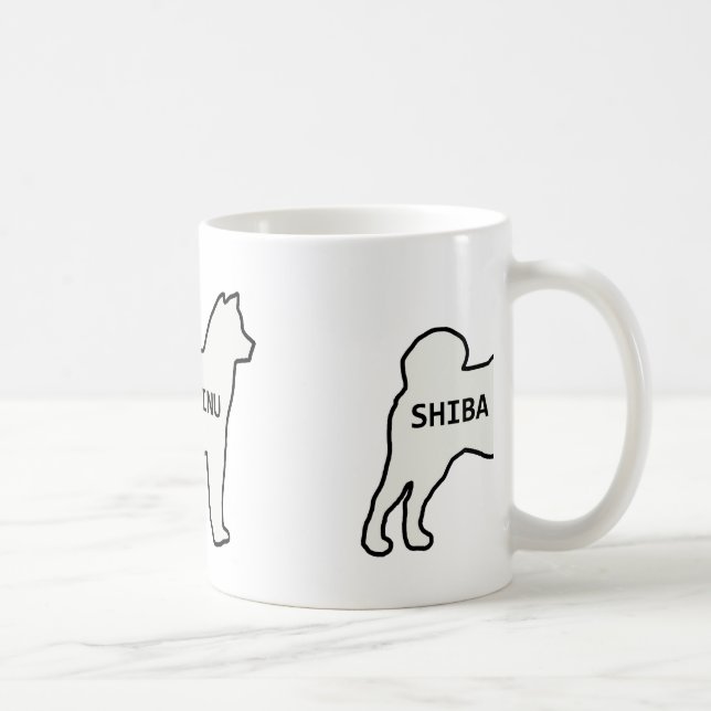 Shiba Inu Name Silhouette Creme Kaffeetasse (Rechts)