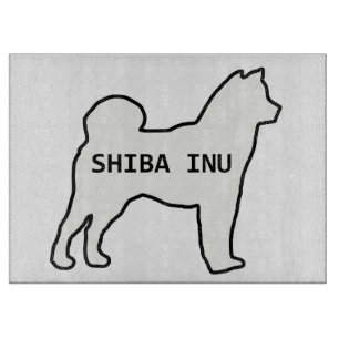 Shiba Inu Name Silhouette Creme Schneidebrett