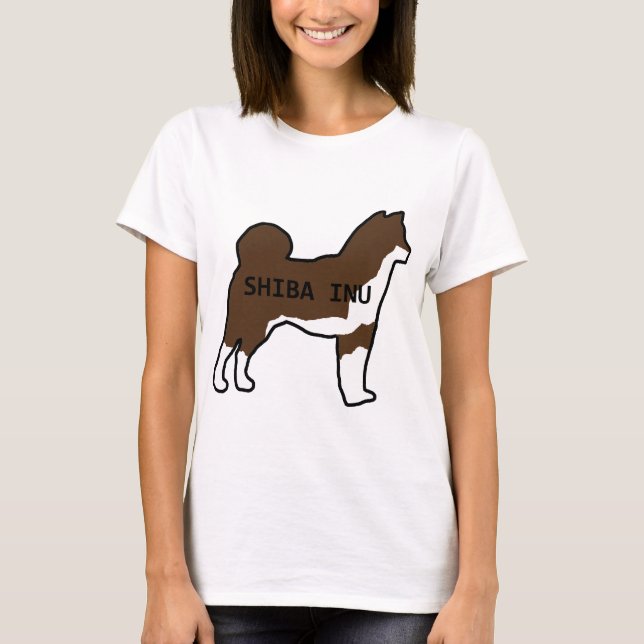 Shiba Inu Name Silhouette Rotes Sesam T-Shirt (Vorderseite)