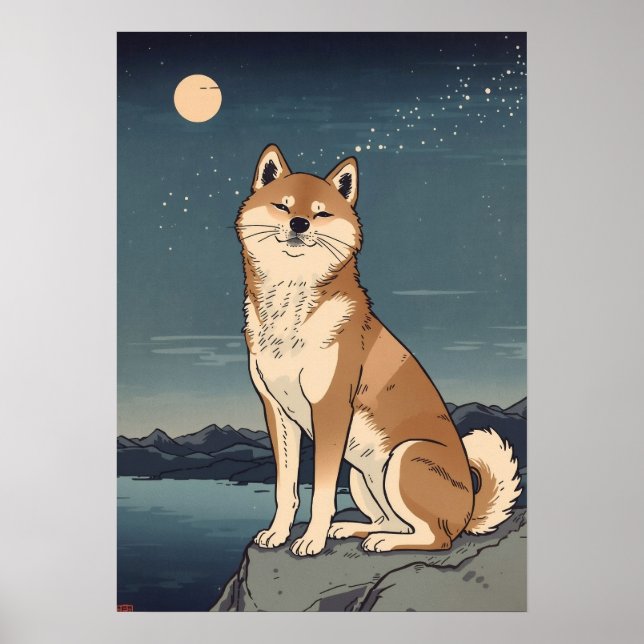 Shiba Inu Night Sky Poster (Vorne)