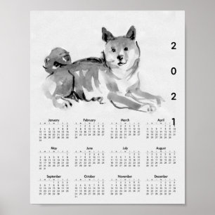 Shiba Inu Original Malerei 2 Kalender Poster 2021