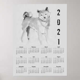 Shiba‑Inu‑Originalgemälde 3 Kalender‑Poster 2021 Poster