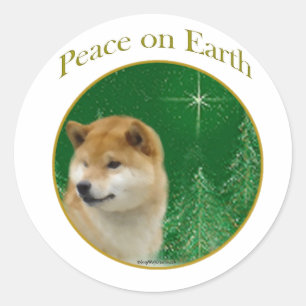 Shiba Inu Peace Runder Aufkleber