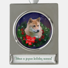 Shiba Inu Personalisiert Weihnachten Banner-Ornament Silber