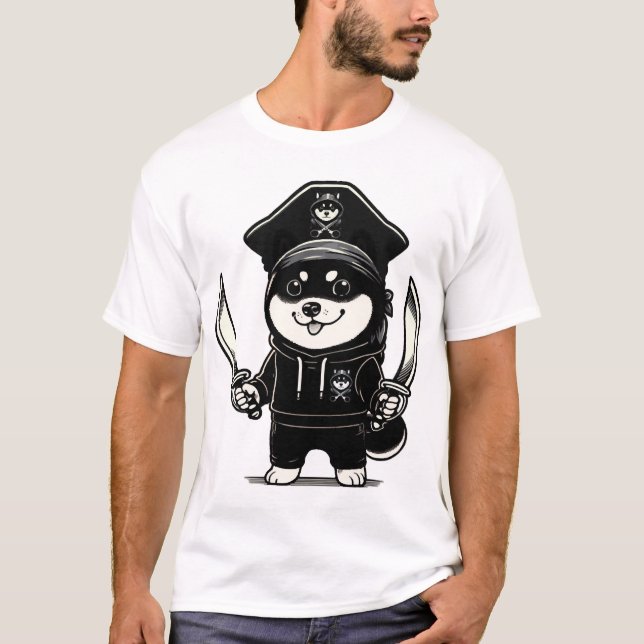 Shiba Inu Pirat T-Shirt (Vorderseite)