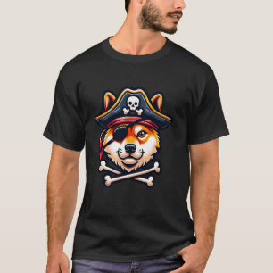 Shiba Inu Pirate Kostüm Skull Crossbones Hund Lieb T-Shirt