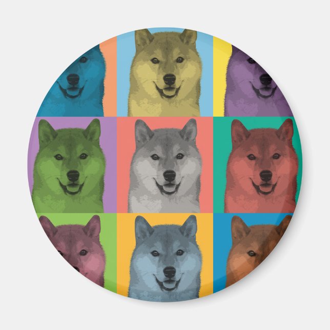 Shiba Inu Pop-Art Magnet (Vorne)