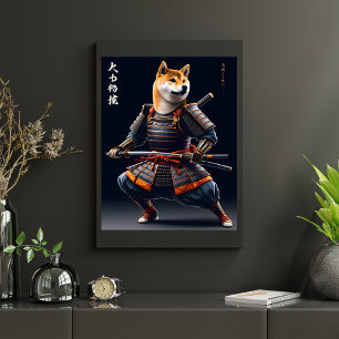 Shiba Inu Portrait Samurai Japanische Kriegermauer Poster
