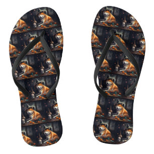 Shiba Inu Pumpkins Halloween Beängstigend Flip Flops