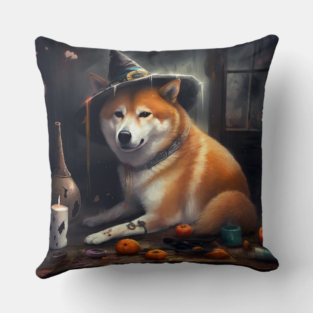 Shiba Inu Pumpkins Halloween Beängstigend Kissen (Rückseite)