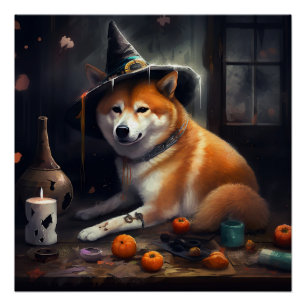 Shiba Inu Pumpkins Halloween Beängstigend Poster