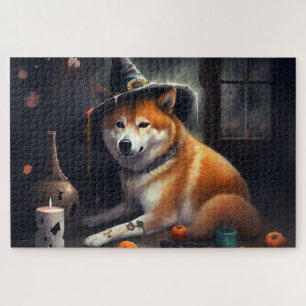 Shiba Inu Pumpkins Halloween Beängstigend Puzzle