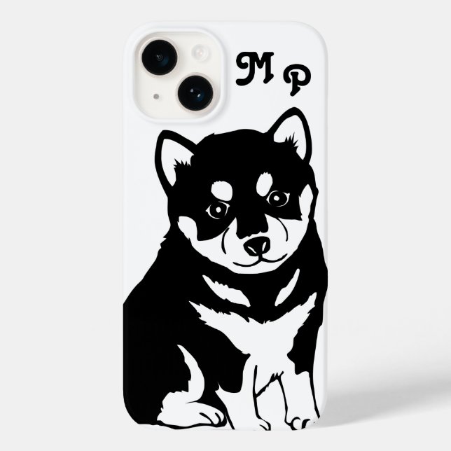 Shiba Inu Puppy Art Monogram Case-Mate iPhone Hülle (Rückseite)