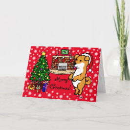 Shiba Inu Puppy Christmas Santa Red Feiertagskarte
