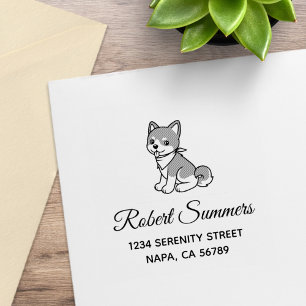Shiba Inu Puppy Dog-Adresse Gummistempel