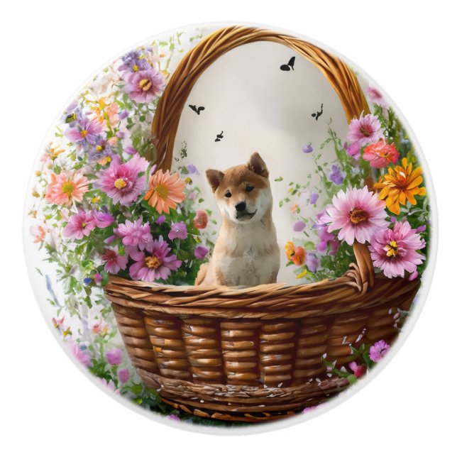 Shiba Inu Puppy Keramikknauf (Vorderseite)