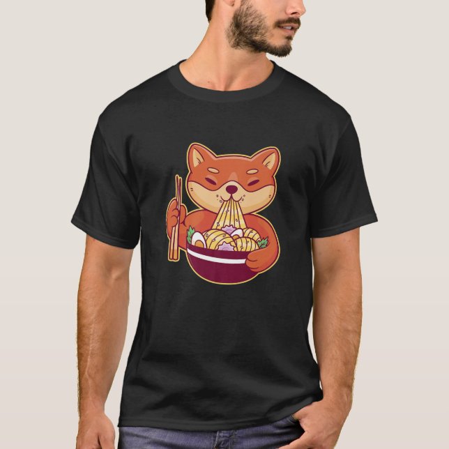 Shiba Inu Ramen Japanischer Hund essen Ramen Noodl T-Shirt (Vorderseite)