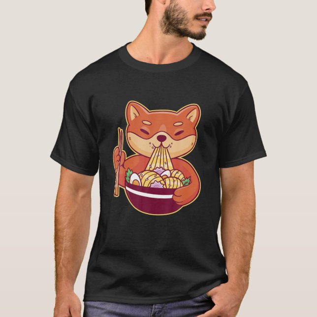 Shiba Inu Ramen Japanischer Hund essen Ramen Noodl T-Shirt (Vorderseite)