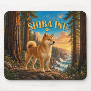 Shiba Inu, Redwood Coast Vintage Aquarell Mousepad