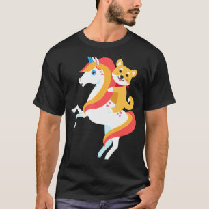 Shiba Inu Riding Unicorn Niedliches Funny Dog Hall T-Shirt
