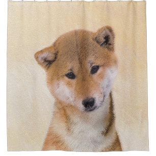Shiba Inu (Rot) Malerei - Original Hunde Kunst Duschvorhang