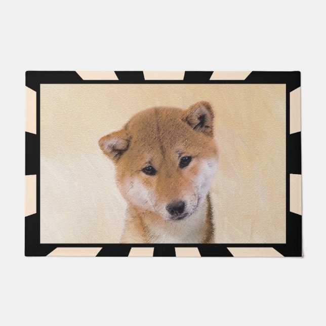 Shiba Inu (Rot) Malerei - Original Hunde Kunst Fußmatte (Vorderseite)