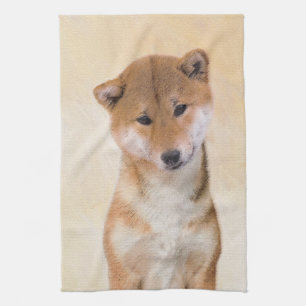 Shiba Inu (Rot) Malerei - Original Hunde Kunst Handtuch