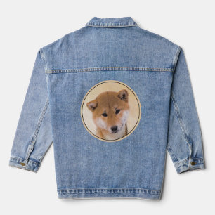 Shiba Inu (Rot) Malerei - Original Hunde Kunst Jeansjacke