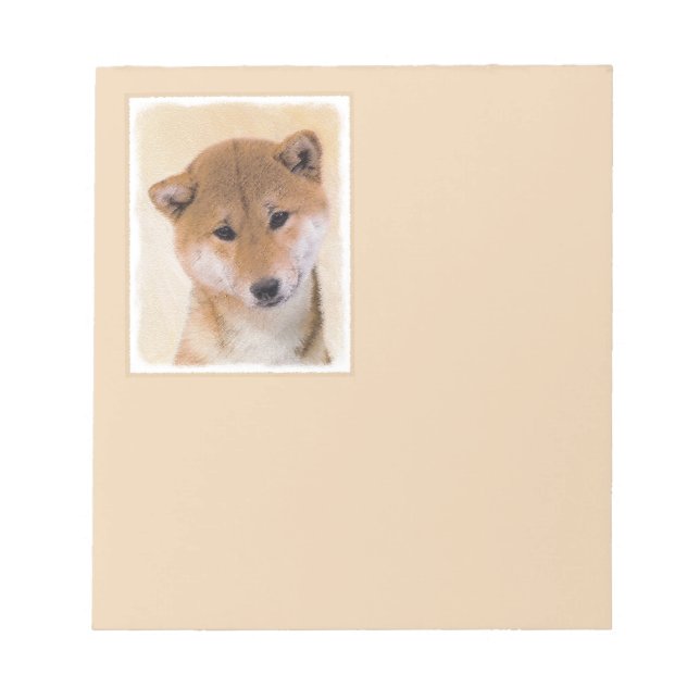 Shiba Inu (Rot) Malerei - Original Hunde Kunst Notizblock (Vorderseite)