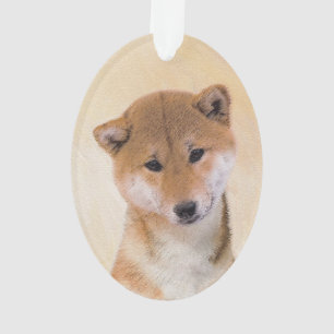 Shiba Inu (Rot) Malerei - Original Hunde Kunst Ornament