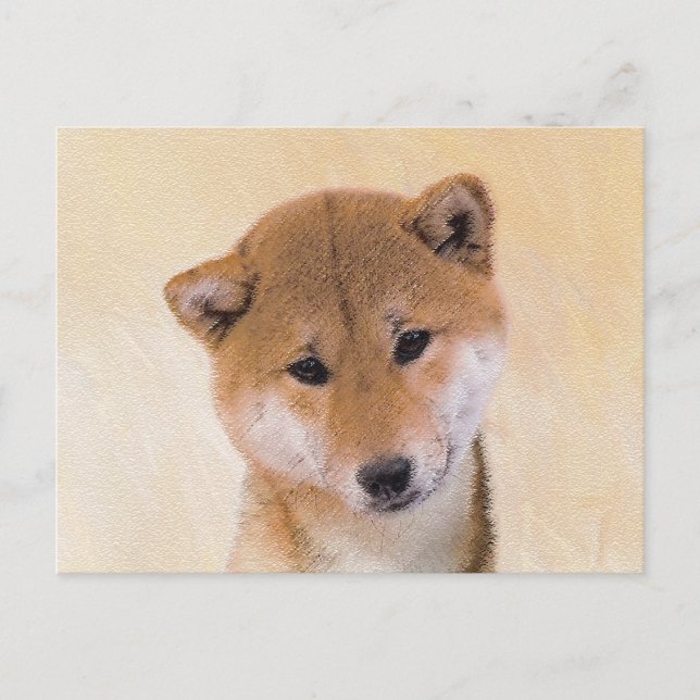Shiba Inu (Rot) Malerei - Original Hunde Kunst Postkarte (Vorderseite)