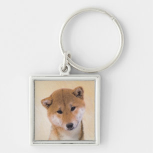 Shiba Inu (Rot) Malerei - Original Hunde Kunst Schlüsselanhänger