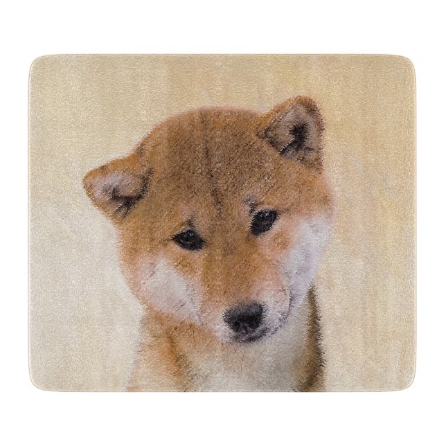 Shiba Inu (Rot) Malerei - Original Hunde Kunst Schneidebrett (Vorderseite)