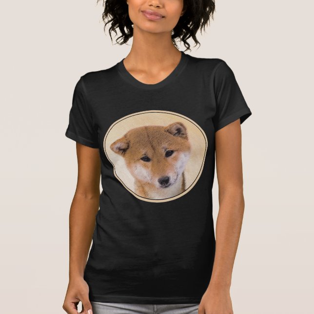 Shiba Inu (Rot) Malerei - Original Hunde Kunst T-Shirt (Vorderseite)