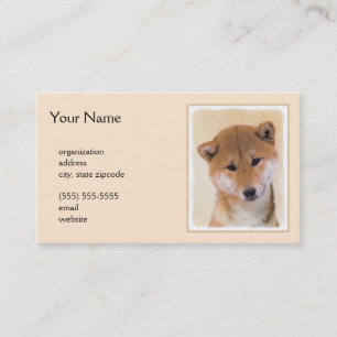 Shiba Inu (Rot) Malerei - Original Hunde Kunst Visitenkarte