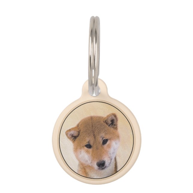 Shiba Inu (Rot) Malerei - Original Hundekunst Haustiermarke (Vorderseite)